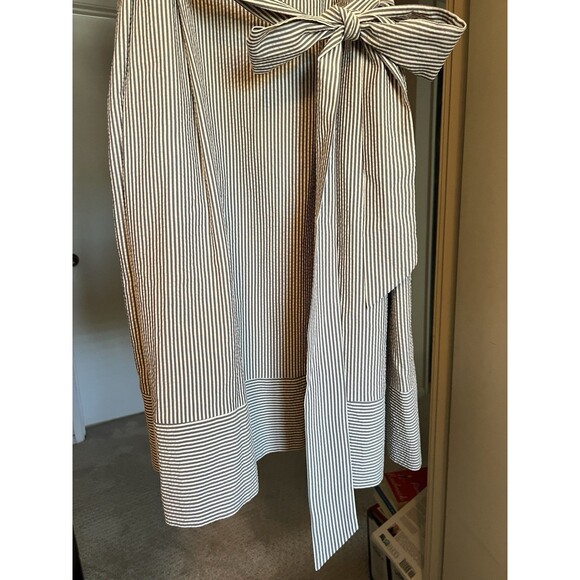 Anne Klein Women Sleeveless Seersucker Dress Blue White Pinstripe Belted Size 24 - Picture 5 of 11